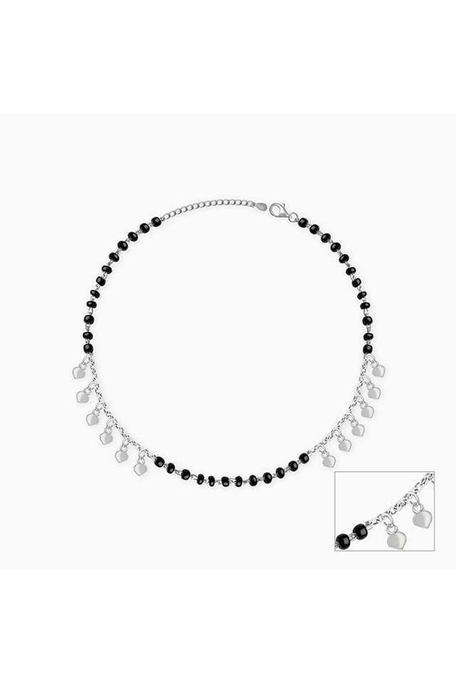 Silver-Hearts-&-Black-Beads-Anklet