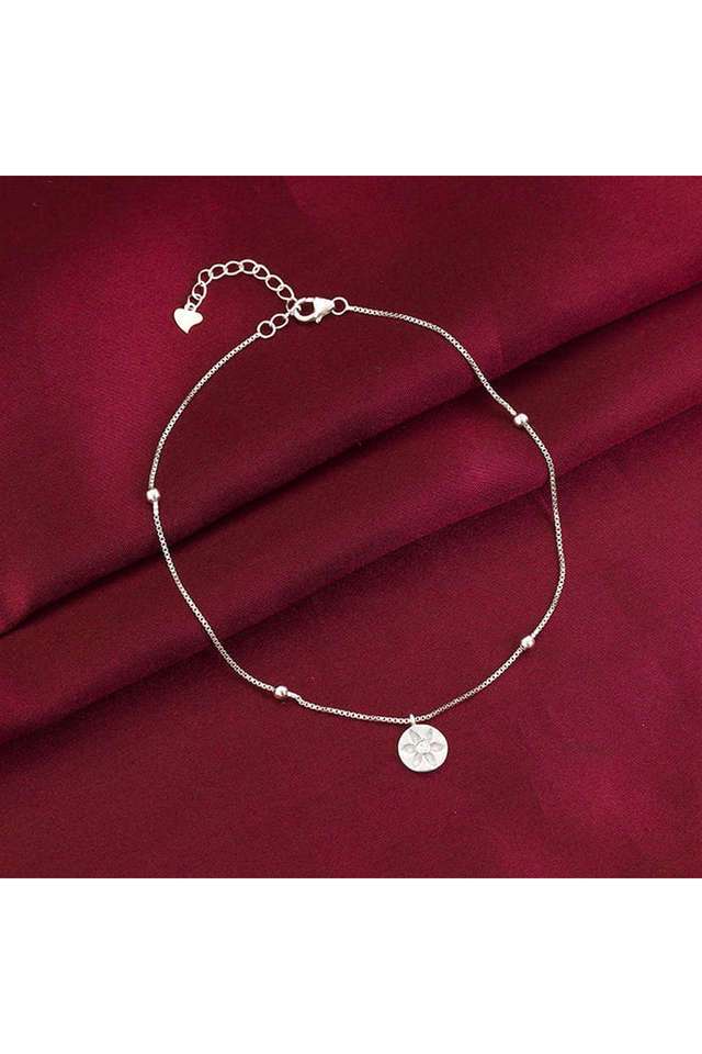Silver-Waterlily-Charm-Anklet---Pack-Of-2