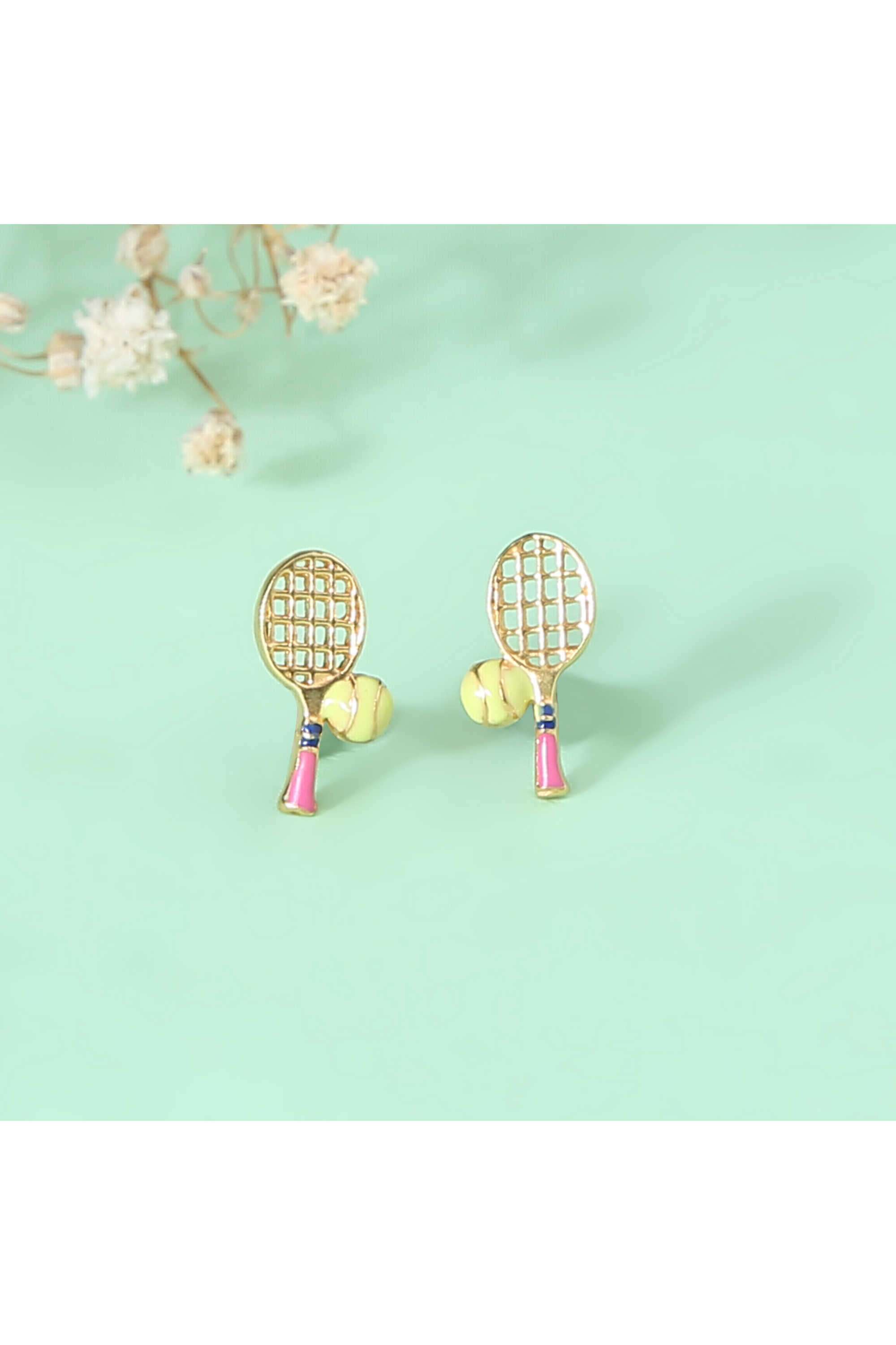 925-Silver-Hypoallergenic-Tennis-Racket-Screw-Back-Earrings-in-Gold