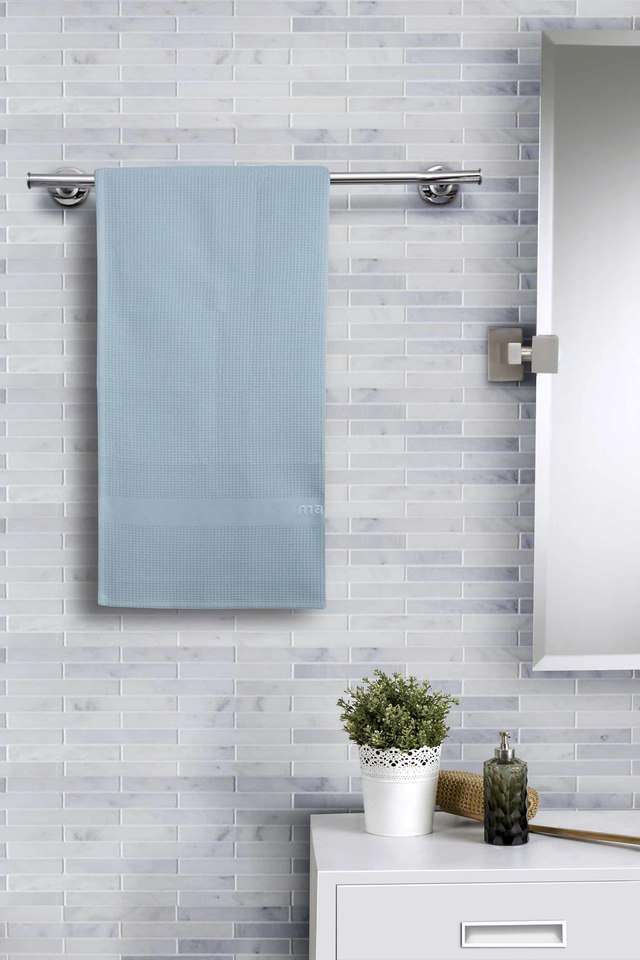 Catalina-Cotton-240GSM-Blue-Waffle-Medium-Bath-Towel