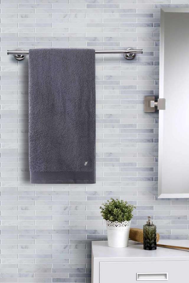 Embedded-Stripe-550GSM-Cotton-Grey-Solid-Hand-Towel