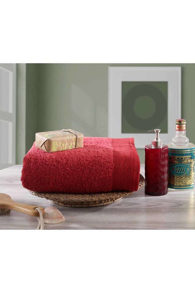Embedded-Stripe-550GSM-Cotton-Red-Solid-Hand-Towel