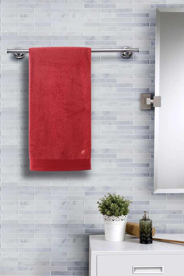 Embedded-Stripe-550GSM-Cotton-Red-Solid-Hand-Towel