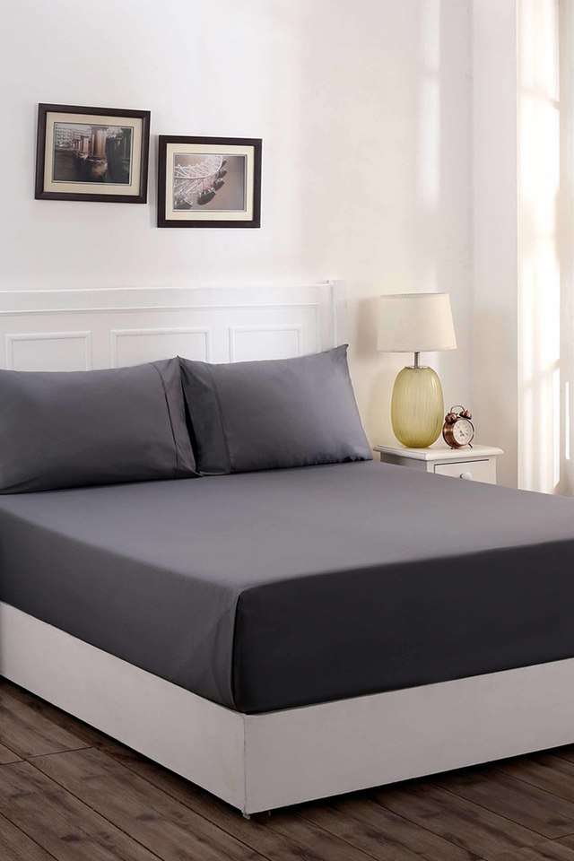 200TC-Cotton-Grey-King-Bed-Sheet-With-2-Pillow-Covers
