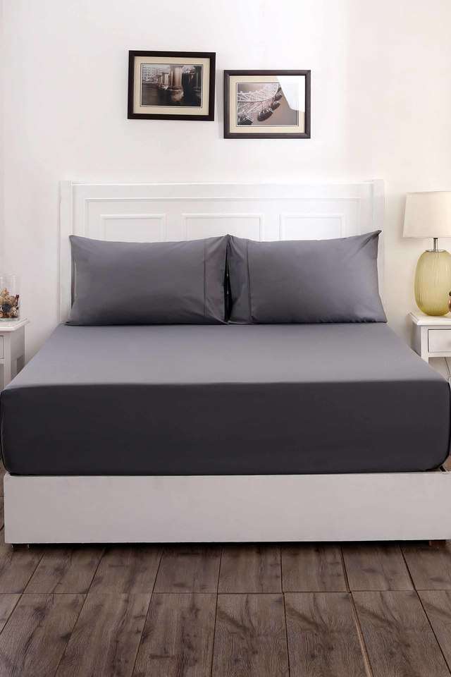 200TC-Cotton-Grey-King-Bed-Sheet-With-2-Pillow-Covers
