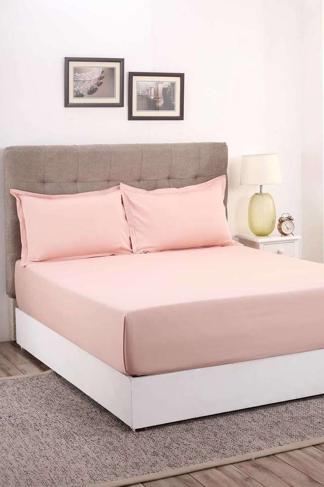 Vintage-400-TC-Cotton-Peach-Solid-King-Size-Bed-Sheet-with-2-Pillow-Covers
