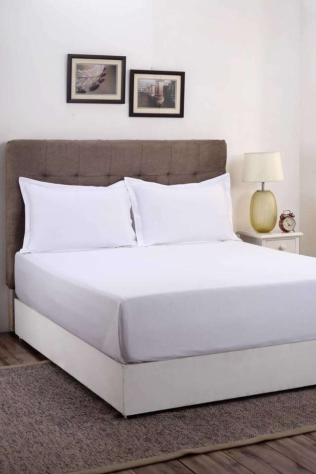 Vintage-400-TC-Cotton-White-Solid-King-Size-Bed-Sheet-with-2-Pillow-Covers
