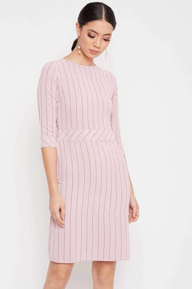 crimsoune club Stripes Boat Neck Polyester Women Dress-picture-21