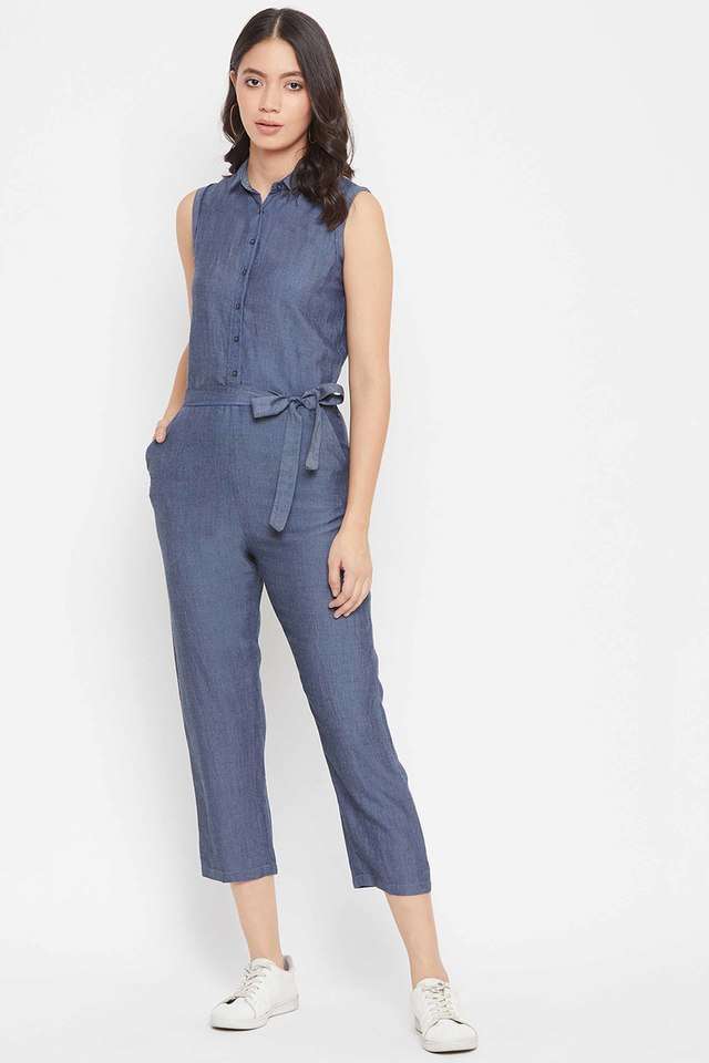 Women's Grey Solid Jumpsuit-image-12
