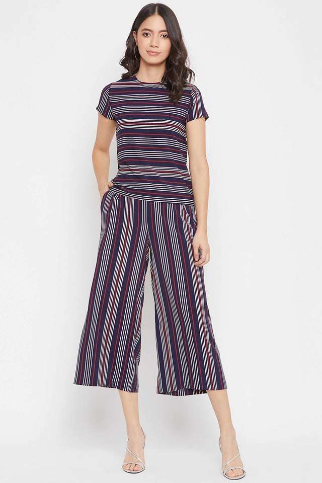 crimsoune club Womens Navy Blue Striped Set Co-Ord-picture-22