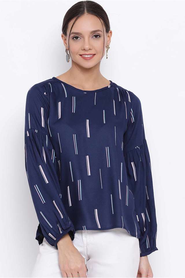 Printed Cotton Blend Round Neck Women Top-image-25