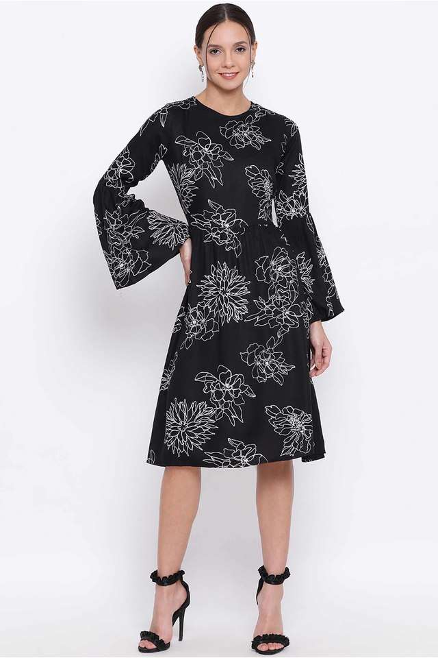 Printed Round Neck Cotton Blend Women Dress-image-22