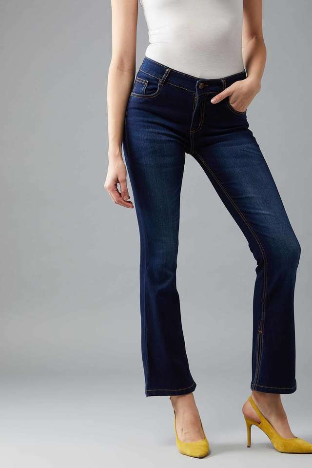 dolce crudo Women's Flared Alive And Well Mid Rise Bootcut Jeans Blue-picture-20