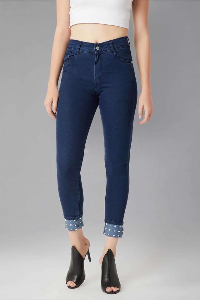 dolce crudo Women's Skinny Fit Moving On Pearl Hem Jeans-picture-22
