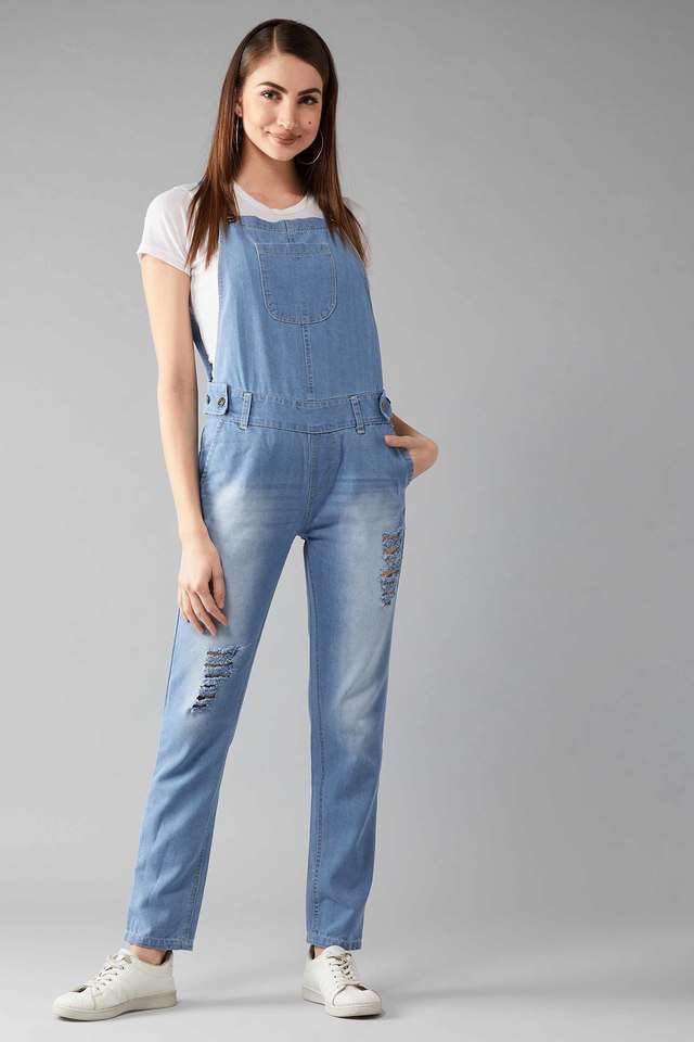 dolce crudo Solid Sleeveless Denim Women Dungaree-picture-11