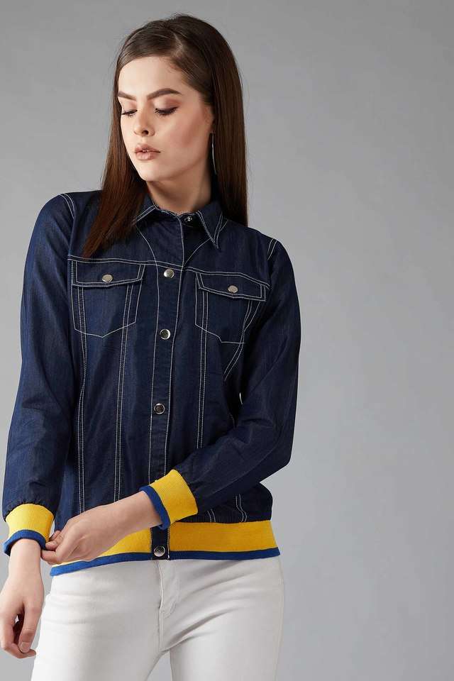 dolce crudo Solid Collared Denim Women Casual Wear Jacket-picture-29