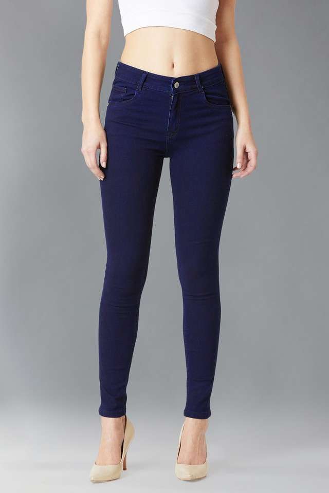 dolce crudo Women's Regular Fit Invader Story Skinny Midrise Denim Pant Navy Blue-picture-35