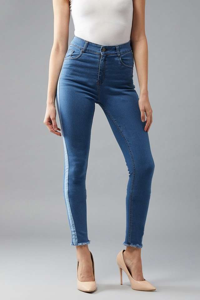 dolce crudo Women's Regular Fit Ruff Edges Midrise Jeans Blue-picture-40