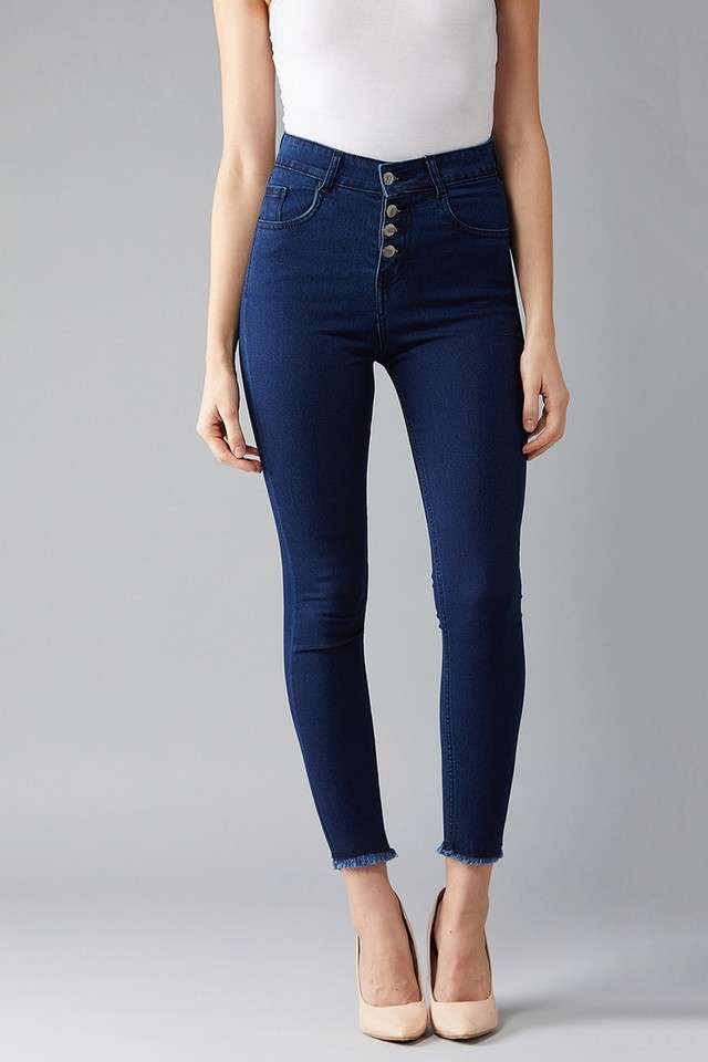 dolce crudo Women's Regular Fit Flower Child Denim Jeans Navy Blue-picture-15
