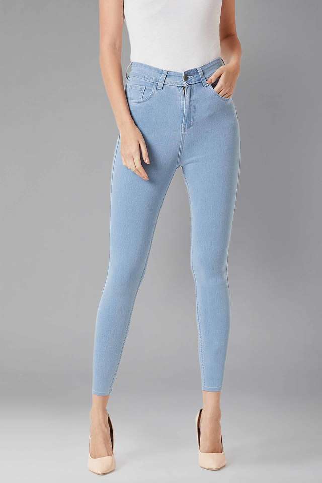 dolce crudo Women's Regular Fit Too Much High Waist Denim Pant Light Blue-picture-30