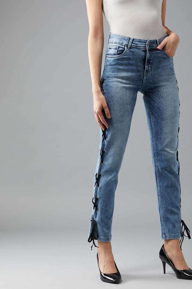 dolce crudo Women's Regular Fit Keep Going Slim High Rise Jeans Light Blue-picture-39