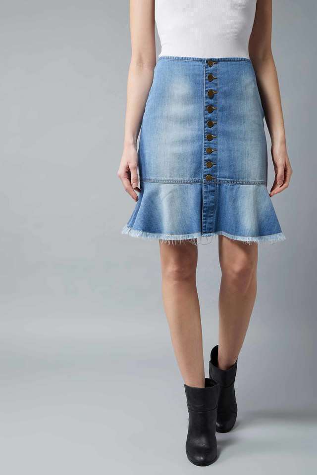 Regular Fit Mini Denim Women Casual Wear Skirts-image-47