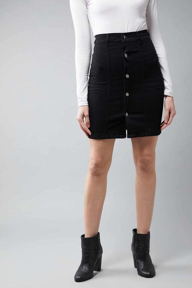 dolce crudo Regular Fit Mini Denim Women Casual Wear Skirts-picture-13
