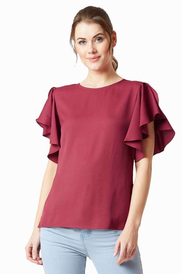 miss chase Solid Crepe Round Neck Women Top-picture-17
