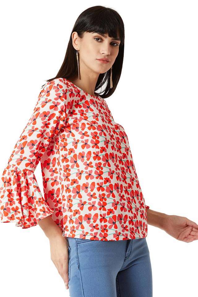 miss chase Floral Crepe Round Neck Women Top-picture-31