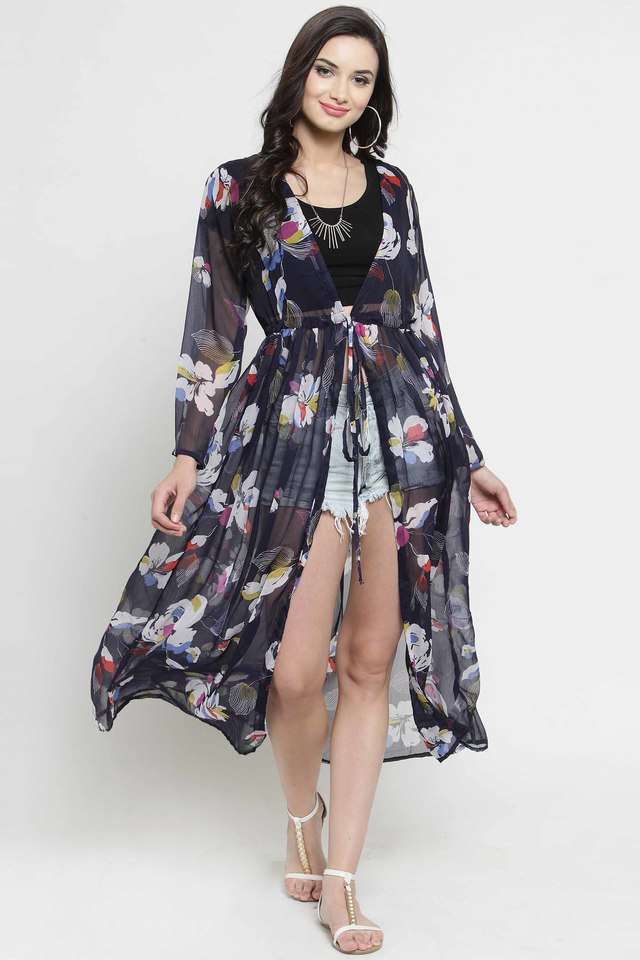 sera Women's Regular Fit Printed V Neck Longline Shrug-picture-19
