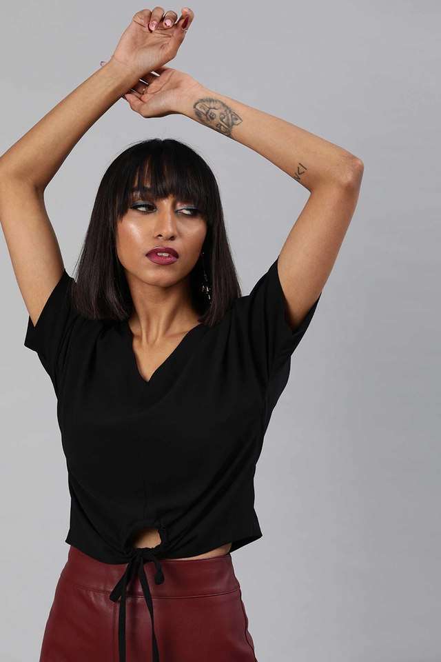 sera Solid Polyester V-Neck Women Top-picture-21