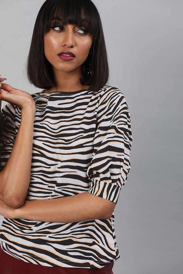 sera Printed Viscose Boat Neck Women Top-picture-37