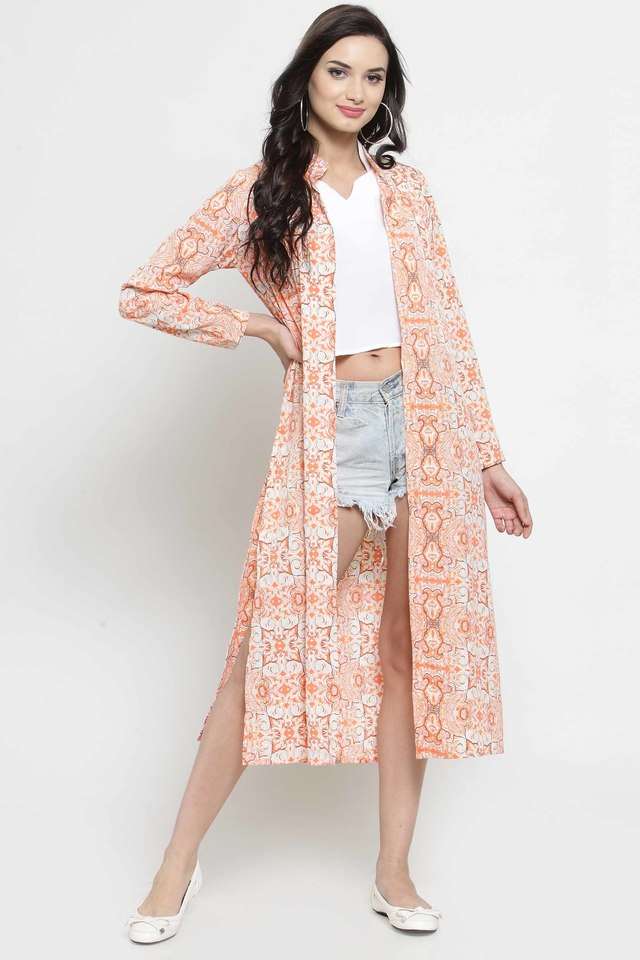 sera Womens Regular Fit Printed Mandarin Longline Shrug-picture-22