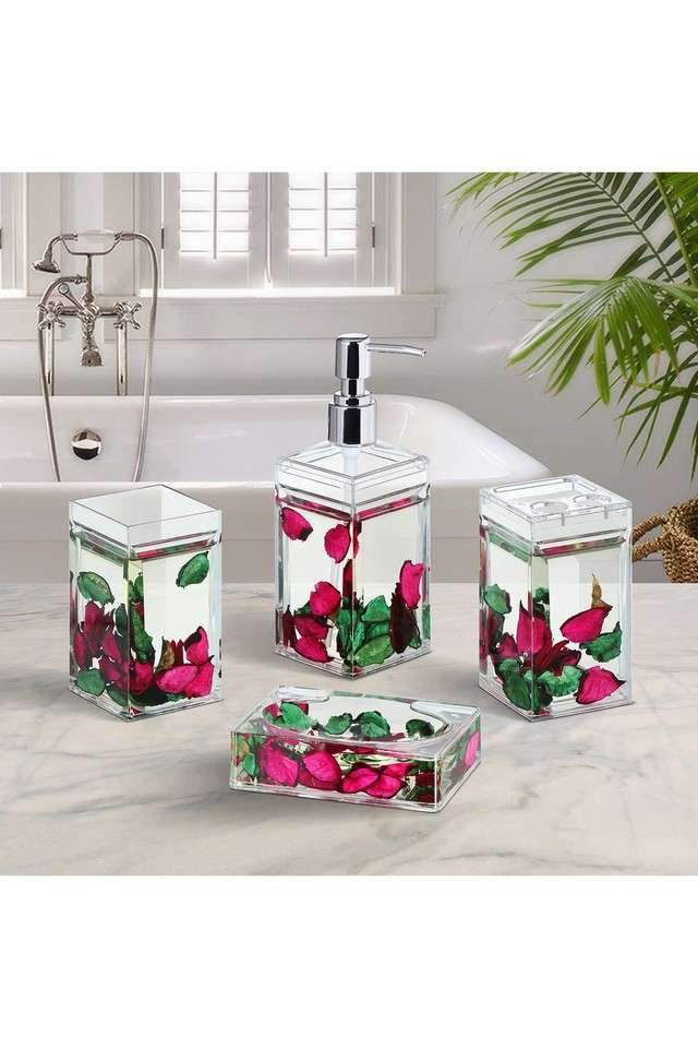 Agua-Acrylic-4-Pcs-Bathroom-Set-Pink-and-Green