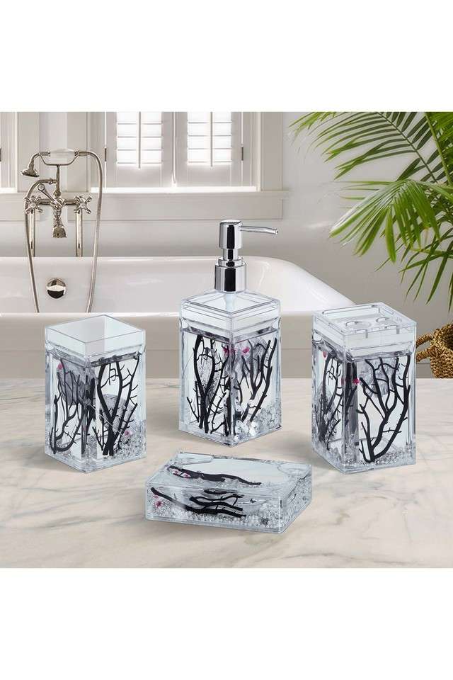 Agua-Acrylic-4-Pcs-Bathroom-Set-Black-and-Silver
