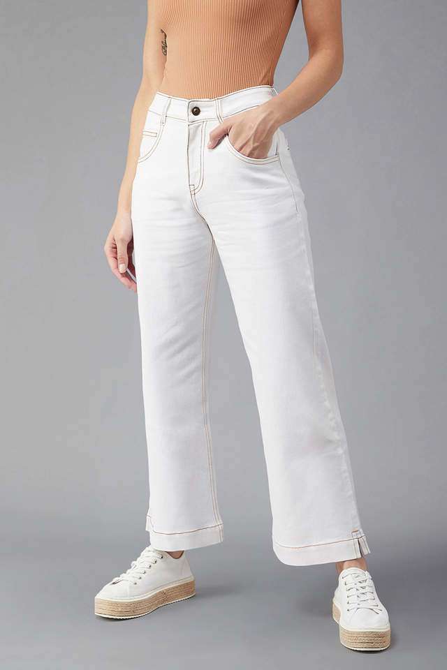 Solid Ankle Length Denim Women's Jeans-image-8