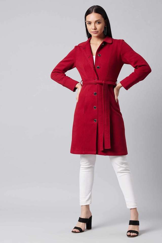 Solid Collar Neck Fleece Womens Casual Wear Jacket-image-28
