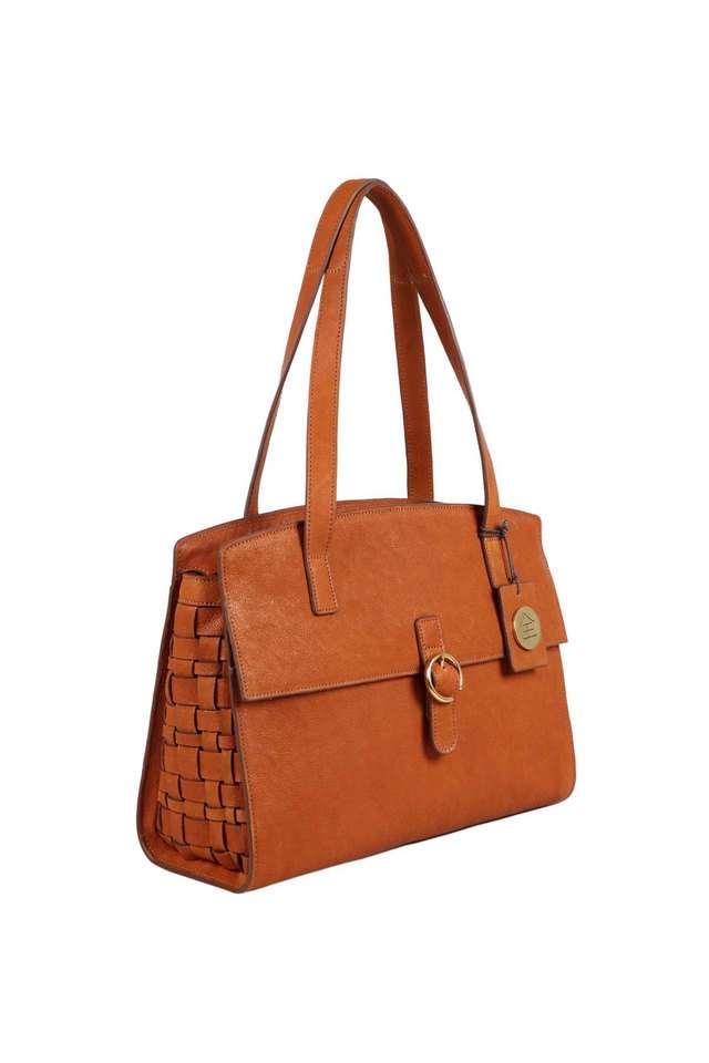 Zipper-Closure-Pure-Leather-Womens-Formal-Satchel-Handbag