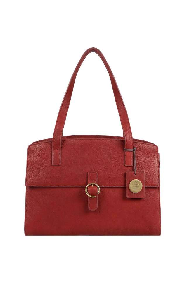 Zipper-Closure-Pure-Leather-Womens-Formal-Satchel-Handbag