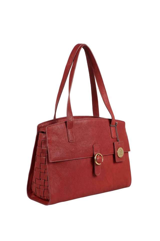 Zipper-Closure-Pure-Leather-Womens-Formal-Satchel-Handbag