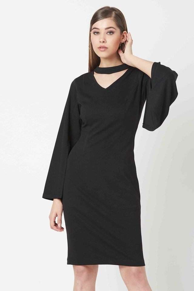 miss chase Solid V-Neck Polyester Women Dress-picture-10