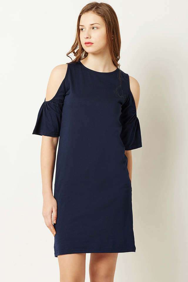 miss chase Solid Round Neck Cotton Women Dress-picture-42