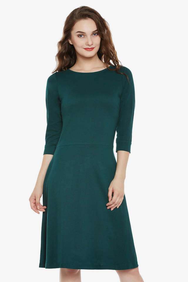 miss chase Solid Round Neck Cotton Women Dress-picture-43