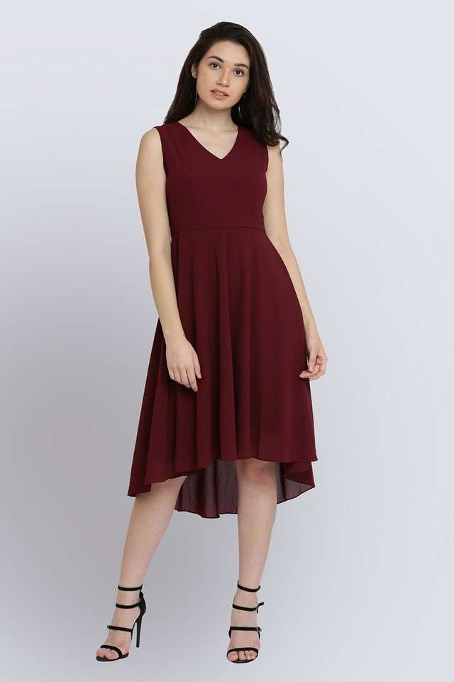 miss chase Solid V-Neck Georgette Women Dress-picture-38