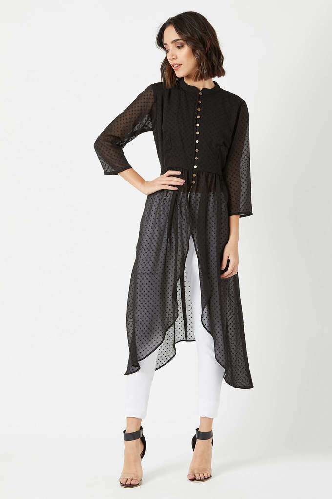 miss chase Textured Chiffon Collared Women Top-picture-33
