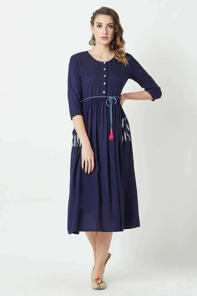 miss chase Solid Round Neck Rayon Women Dress-picture-11