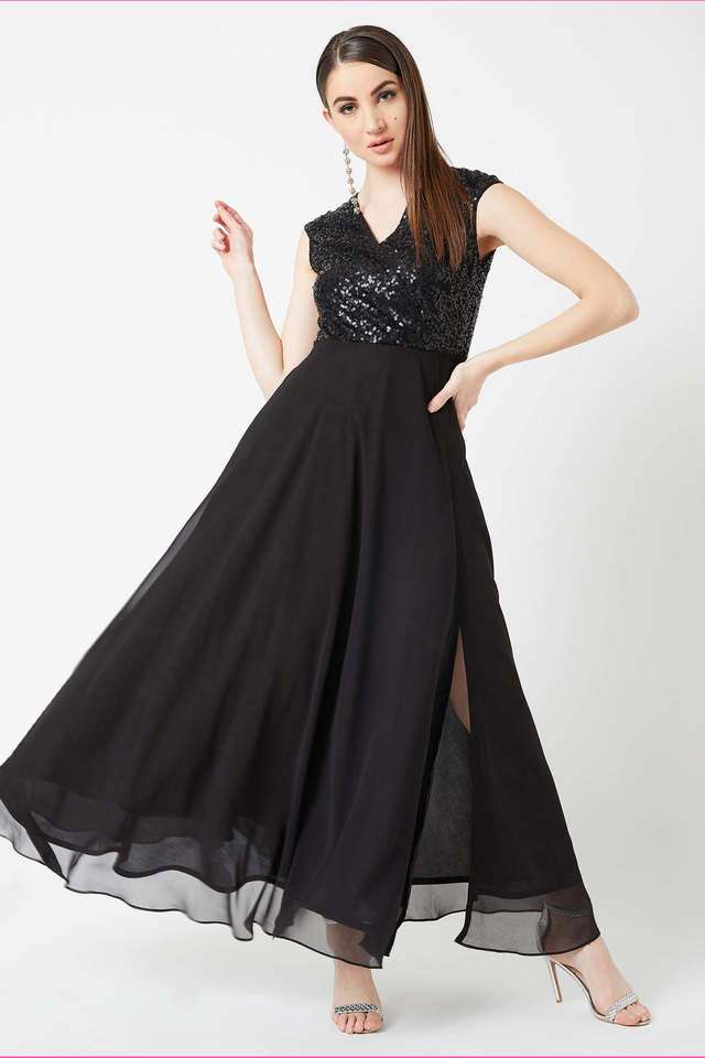 miss chase Solid V-Neck Polyester Women Dress-picture-29