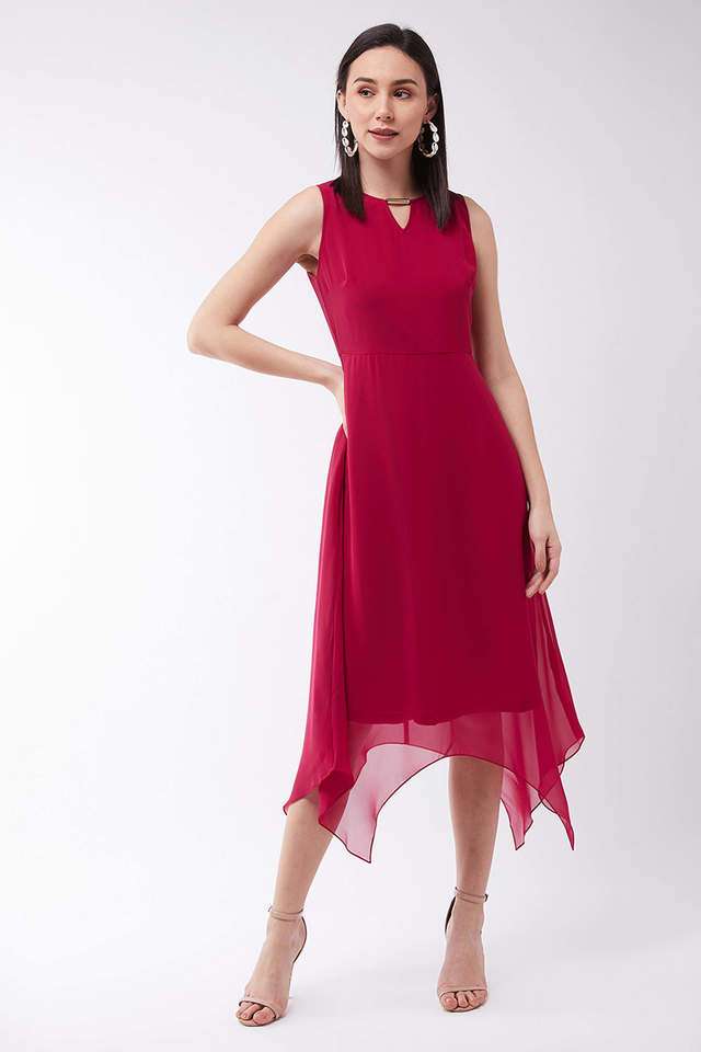 miss chase Solid Round Neck Georgette Women Dress-picture-41