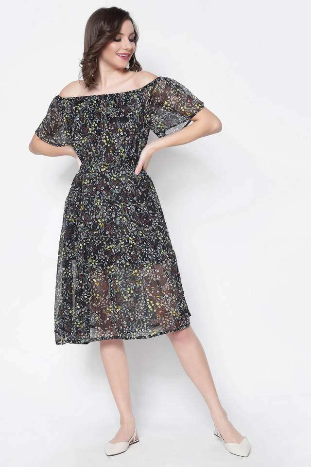 sera Printed Off Shoulder Polyester Women Dress-picture-27