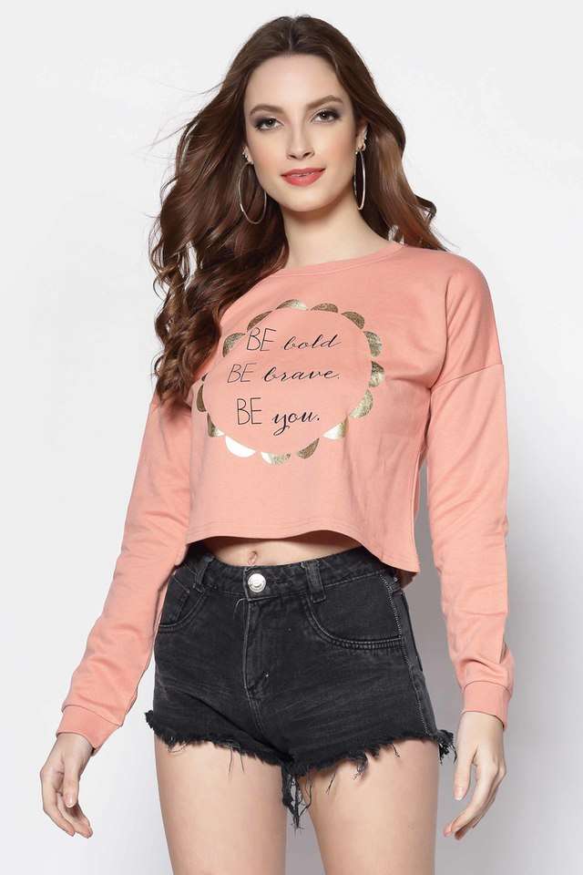 Typographic Round Neck Cotton Women Sweatshirt